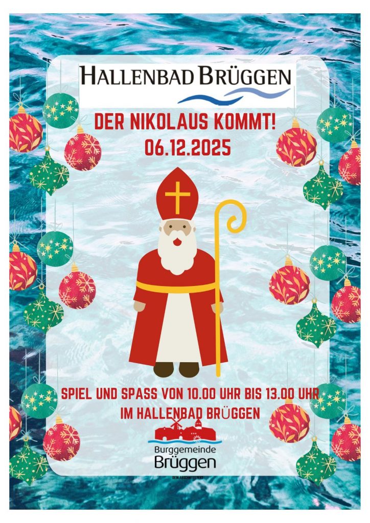 Grafik Hallenbad Brüggen "Der Nikolaus kommt"