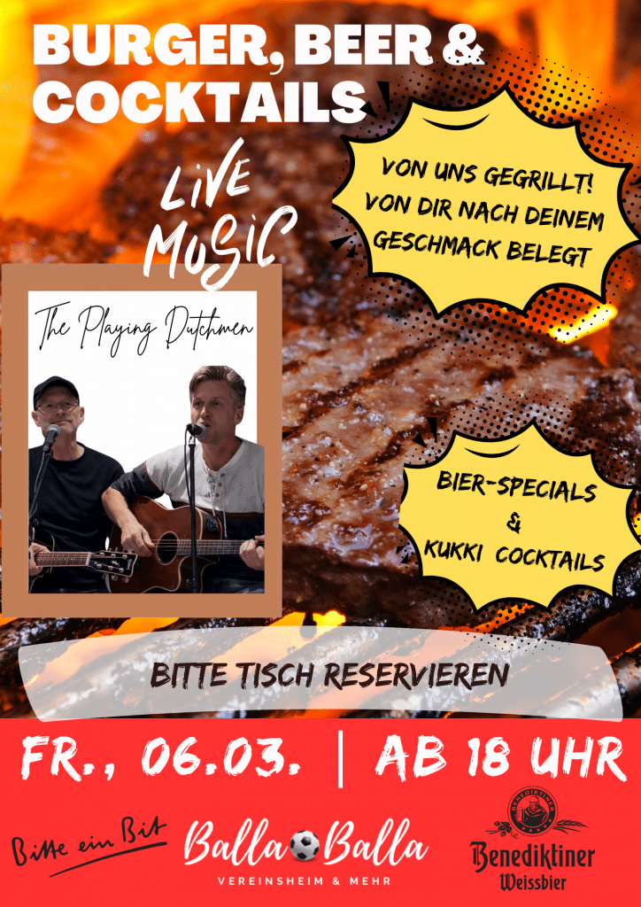 Grafik Plakat Burger, Beer und Cocktails