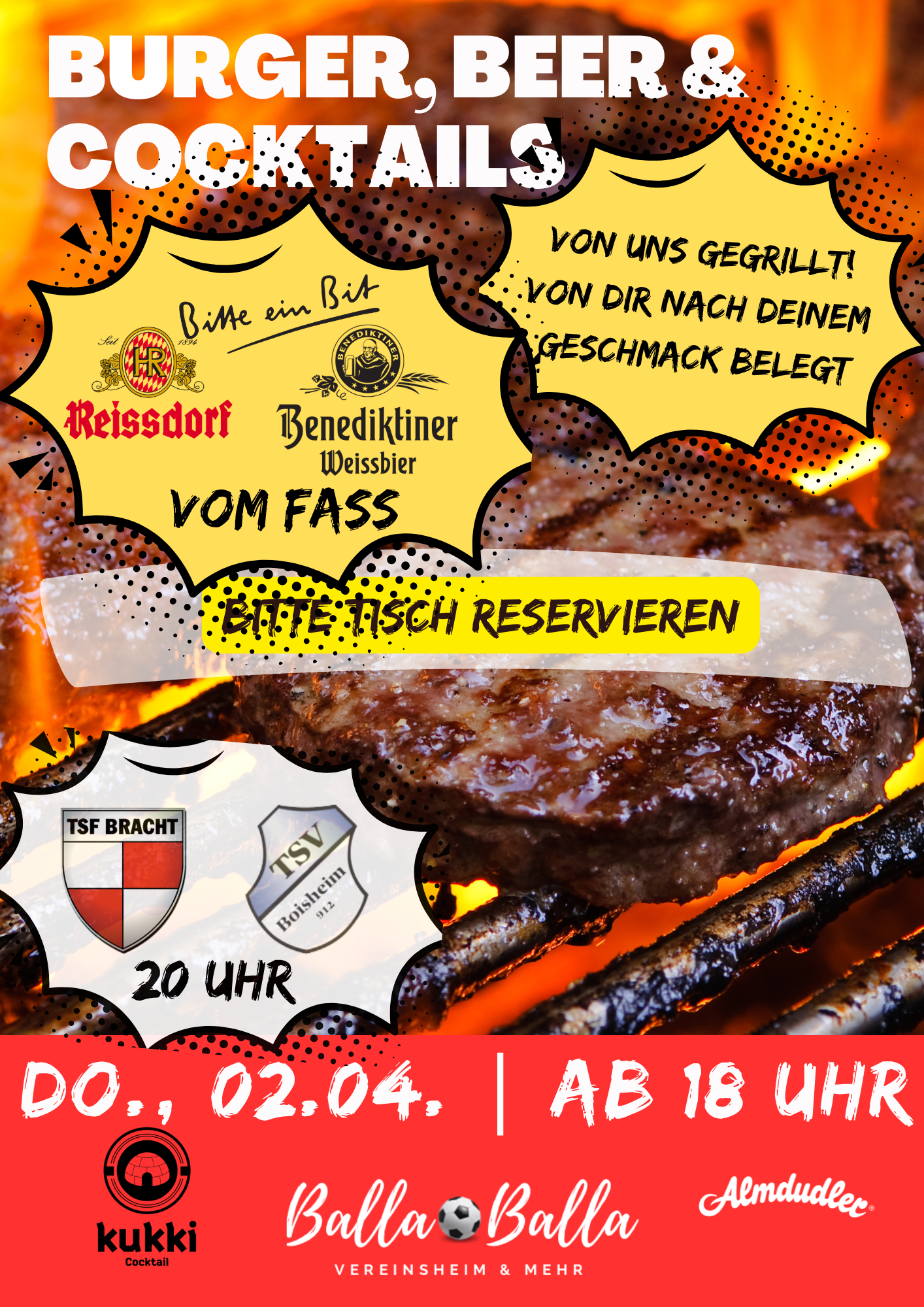 Grafik Plakat Burger, Beer und Cocktails