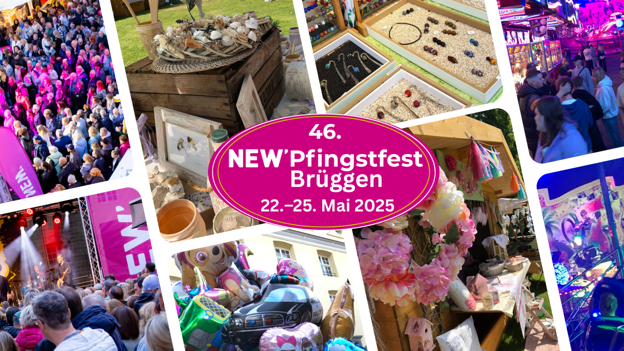 Grafik mit Bildern NEW Pfingsfest Brüggen 2026
