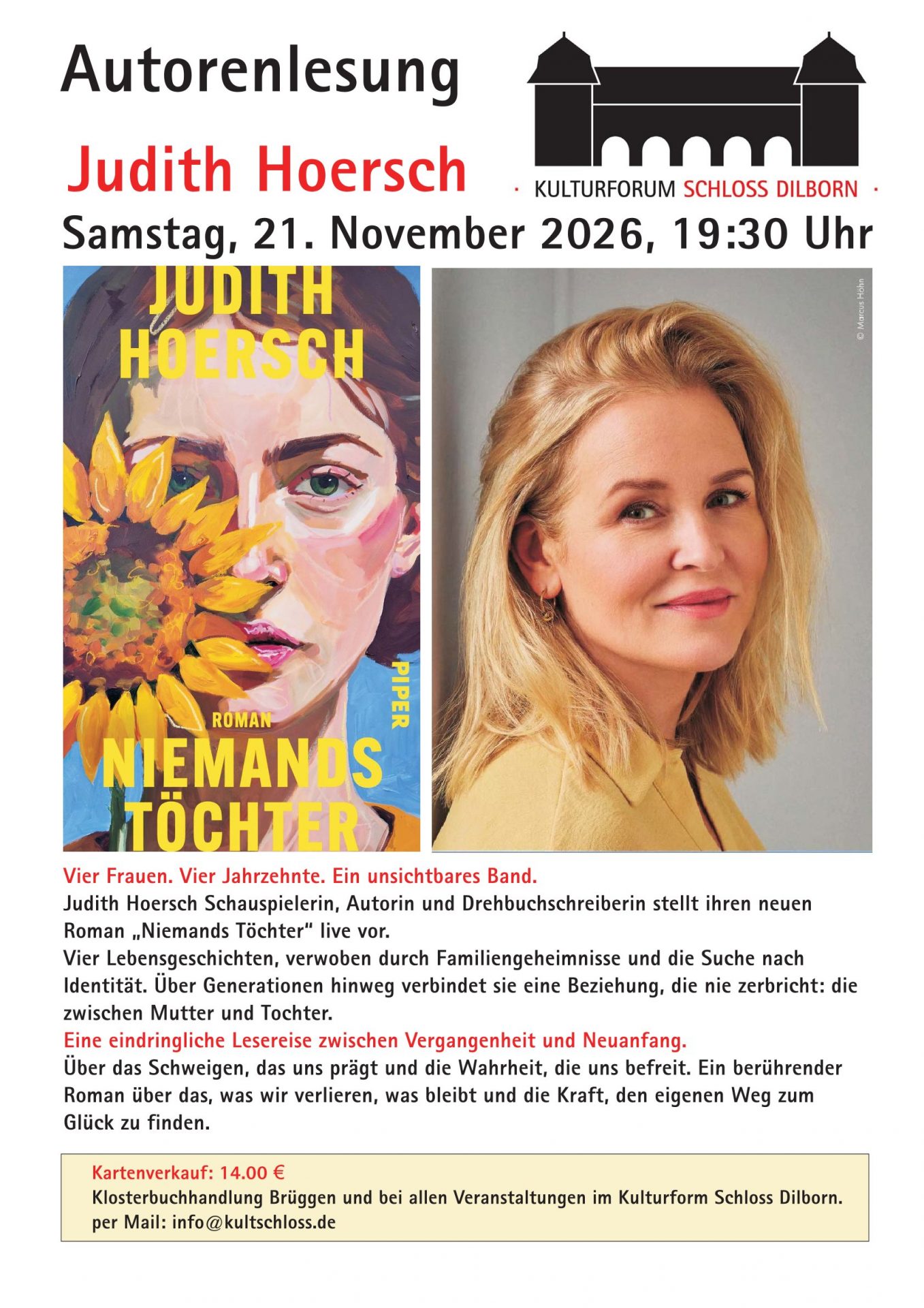 Grafik Plakat Autorenlesung Judith Hoersch